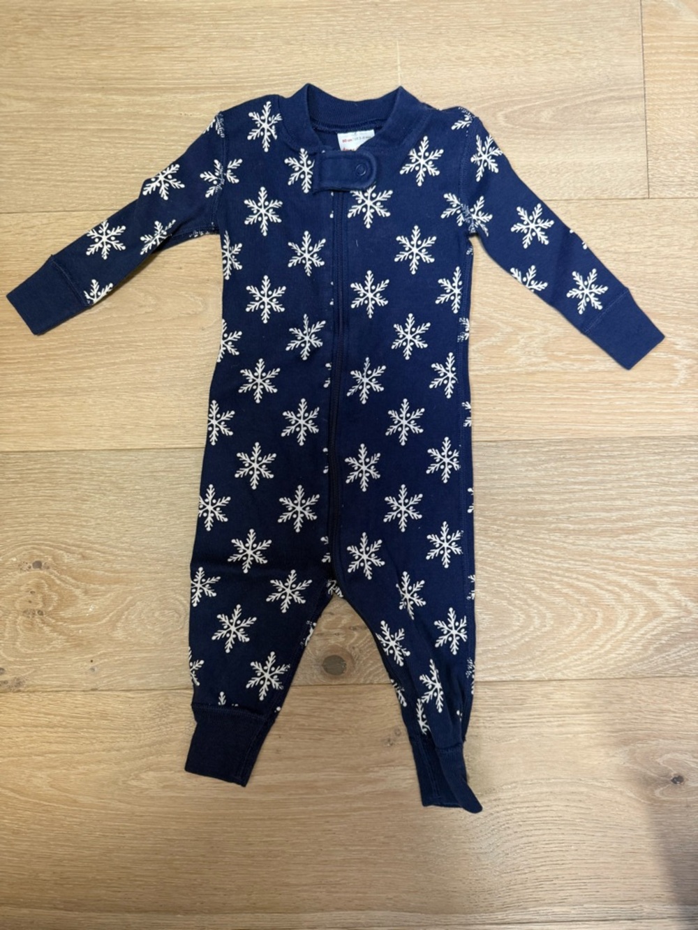 Hanna Andersson Navy Snowflake Baby One-Piece Footless Pajamas 3-6 months
